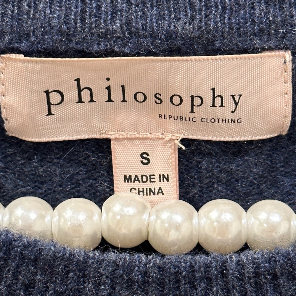 Philosophy Navy Star Sweater Size Small - Picture 6 of 6
